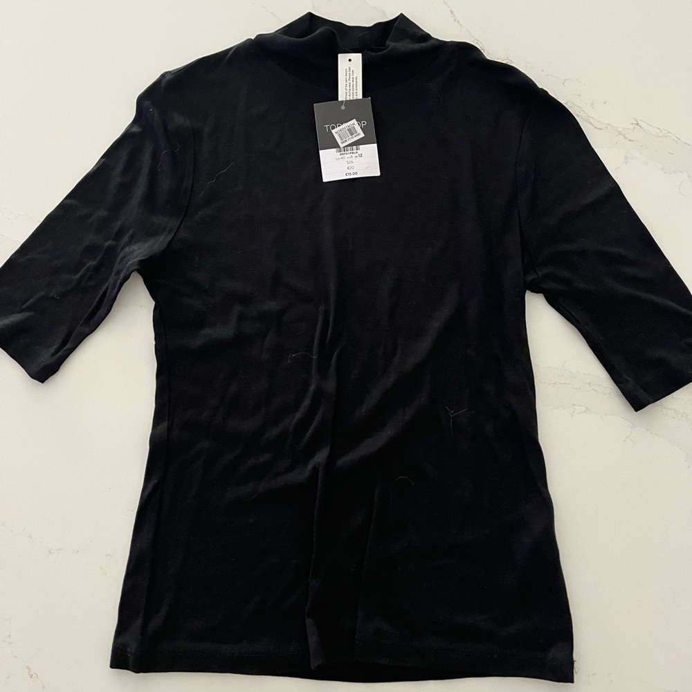 Topshop Black Mock Neck Top